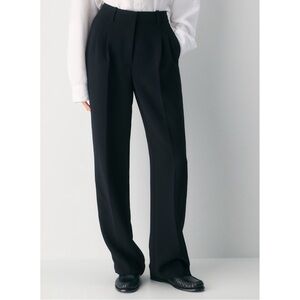 Aritzia Wilfred The Effortless Pant Crepette High Rise Wide-Leg Trouser in Black